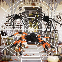 Load image into Gallery viewer, 150/200cm Black Scary Giant Spider Huge Spider Web Halloween Decoration Props Haunted House Holiday Outdoor Giant Decoration