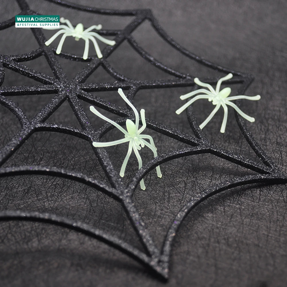 50/100pcs Horror Mini Black Spider Simulation Tricky Toy Haunted House Fake Spider Web Bar Party Decoration Kids Halloween Decor