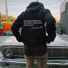 Load image into Gallery viewer, Autumn Y2k Hoodies Young Lady Printed Letter Dear Person Behind Me Casual Oversized Hoodie Aesthetic Hoody Sweatshirt Tops