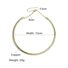 Load image into Gallery viewer, Copper Metal Collar Choker Necklace Round Torque Necklace For Women Simple Fashion Jewelry Gold Color Wide Chocker