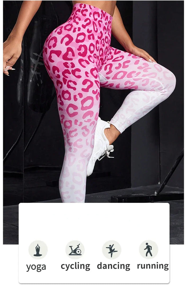 Sexy Leopard Print Leggings Women Seamless Slim Tights High Waist Elastic Leggings Gym Workout Fashion Fitness Cropped Pants