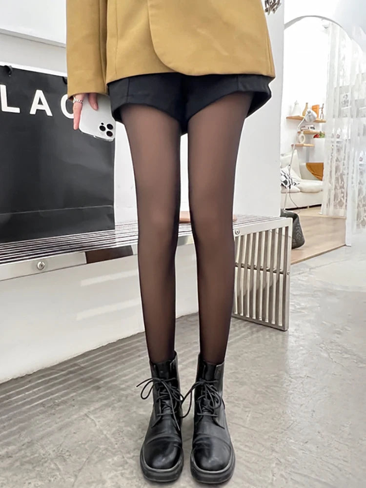 Thermal Stockings Woman Fleece Tights Sexy Winter Warm Pantyhose Translucent Slim Thicken Tights Elastic Velvet Pantyhose Thin