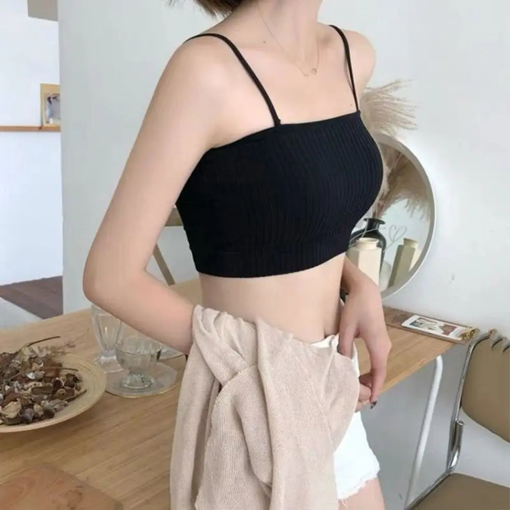 Slim Women Tank Top Fashion Korean Version Polyester Fiber Tube Top Underwear Breathable Bra Tank Top