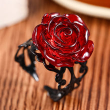 Load image into Gallery viewer, Punk Gothic Red Rose Ring Adjustable Hollow Rings for Women Witch Pagan Vintage Creative Halloween Cool Girl Gift Party Jewelry