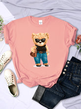 Load image into Gallery viewer, Fashion Teddy Bear Rich Woman T-Shirt Street Hip Hop Short Sleeves Personality Hip Hop T Shirt O-Neck Breathable Summer Tees