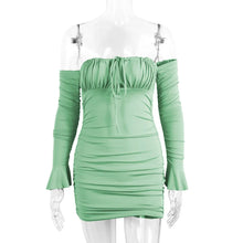 Load image into Gallery viewer, Fairyshely Sexy Ruffle Short Club Dress Ladies 2024 Autumn Green Bodycon Dresses For Women Party Tight Mini Dress Clubwear