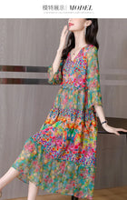 Load image into Gallery viewer, Summer Dress 2023 Woman Silk Floral Dress Elegant Long Beach Vintage Dresses for Women