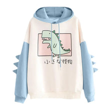 Load image into Gallery viewer, Dinosaur Oversized Cartoon Hoodie Women Fashion Sweatshirt Casual Print Korean Style Thicken Sweatshirt Winter dino hoodie Tops