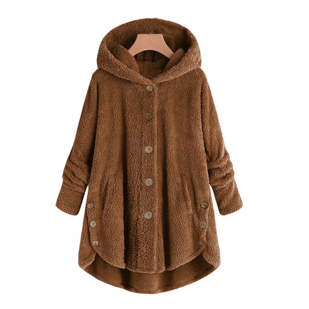 Autumn Winter Coat Women Warm Teddy Bear Coat Wool Jacket Female Plush Coat Hooded Jacket New Women's Coats Solid Color Jacket