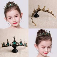 Load image into Gallery viewer, Vintage Small Baroque Green Red Black White Crystal Tiaras Crowns for Women Girls Bride Wedding Hair Jewelry Accessories