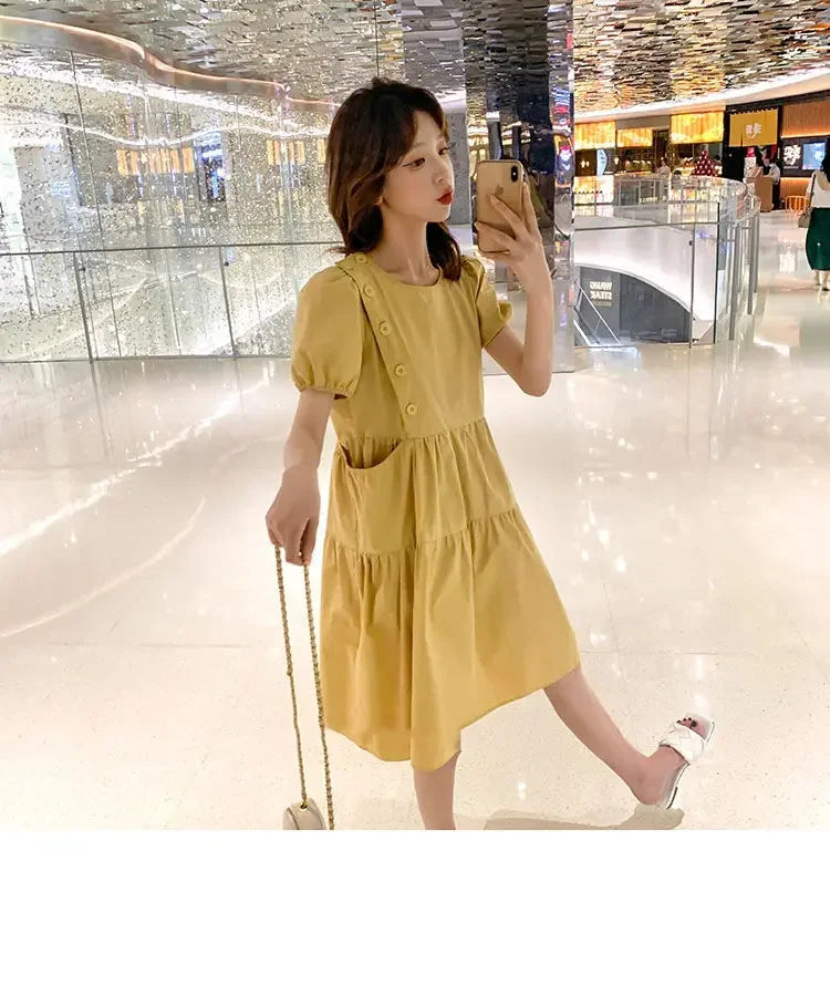 Yellow Short Silk Women's Dress Black Mini Female Dresses 2024 Kawaii Clothing Cute Fairy Chiffon Satin New in Cotton Luxury Xxl