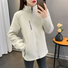 Load image into Gallery viewer, Winter Women Sweatshirt Coat Casual Loose Zip Up Cardigan Long Sleeve Sweatershirt Reversible Polar Fleece Stand Collar Coat