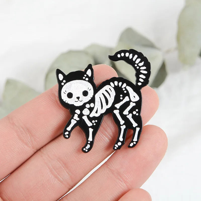 Cat Brooch Skull Cat Brooch Halloween Wizard Hat Couple Cat Sun Moon Cat Brooch Black White Cat Alloy Enamel Badge Lapel Pins