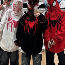 Load image into Gallery viewer, Embroideried Spider Full Zip Up Hoodies Women Men Long Sleeve Loose Jacket Hood Shirt Harajuku Hip Hop Streetwear Y2K Sweatshirt