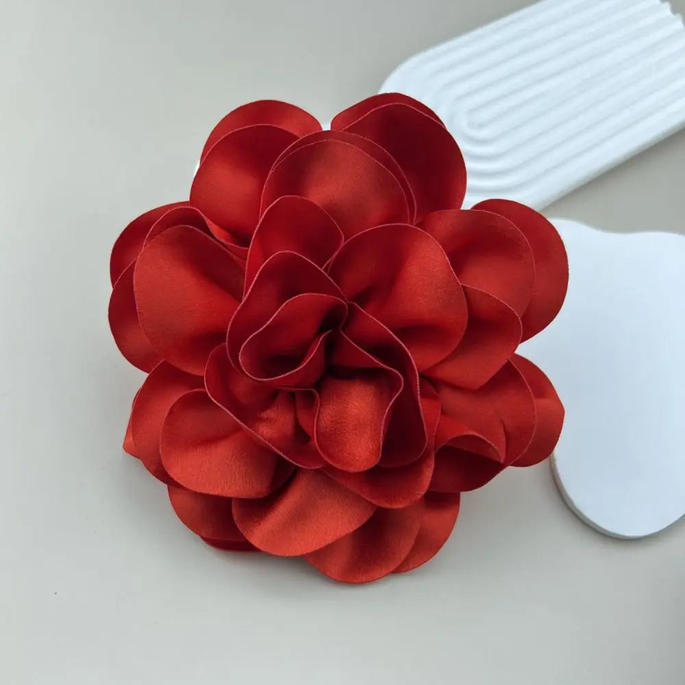 19CM Brooch Handmade Clothing Accessory Satin Large Flower Lapel Pin French Ornamental Pin