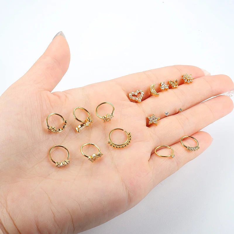 1Pc 20G Nose Rings Studs for Women, Stainless Steel 20G Nose Rings Hoop Screw L Shaped Nose Stud Nose Ring Nose Piercing Jewelry