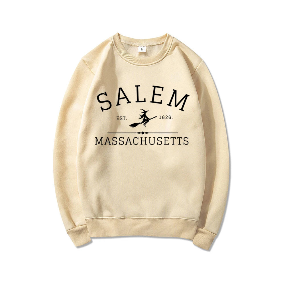 Salem Massachusetts Crewneck Halloween Sweatshirt Salem Witch Sweater Halloween Witchy Sweatshirts Women Graphic Hoodies Top