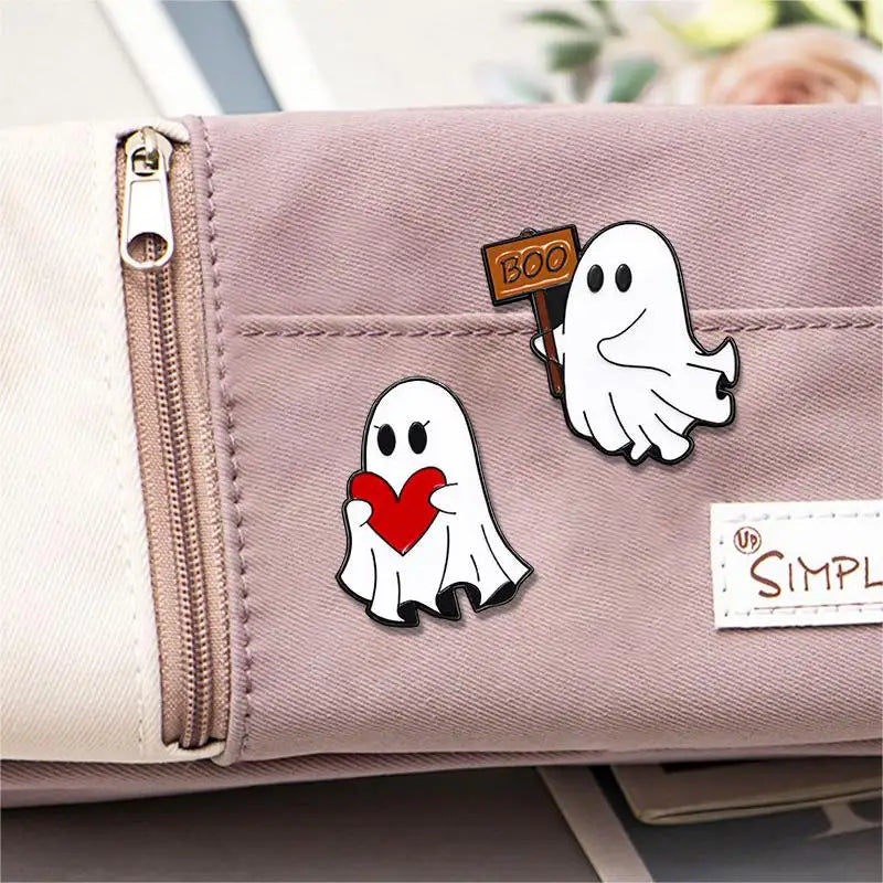 Cute Cartoon Ghost Enamel Brooch Creative Halloween Funny Gift Lapel Pin Badge Backpack Clothing Hat Accessories