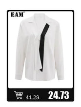 Load image into Gallery viewer, EAM Apricot Irregular Ribbon Blazer Women Big Size New Lapel Long Sleeve Loose Fit Jacket Fashion Spring Autumn 2024 1DF508112