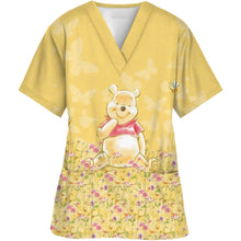 Load image into Gallery viewer, Summer  Disney Winnie the Pooh Medical Nurse Uniform Jogger Hospital Uniforms Scrubs New Spa Uniforms Women V-neck Fashion Top