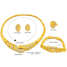 Load image into Gallery viewer, ESALE Fashion Italian Gold Plated Ladies Necklace Dubai Jewelry Set Woman Ring Bracelet Earrings African Wedding Jewelry TZ007