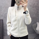 Winter Women Sweatshirt Coat Casual Loose Zip Up Cardigan Long Sleeve Sweatershirt Reversible Polar Fleece Stand Collar Coat