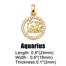 Load image into Gallery viewer, OCESRIO 12 Constellation Zodiac Charms for Jewelry Making Gold Plated Copper Zircon Supplies for Jewelry Findings pdta618