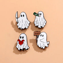 Load image into Gallery viewer, Cute Cartoon Ghost Enamel Brooch Creative Halloween Funny Gift Lapel Pin Badge Backpack Clothing Hat Accessories