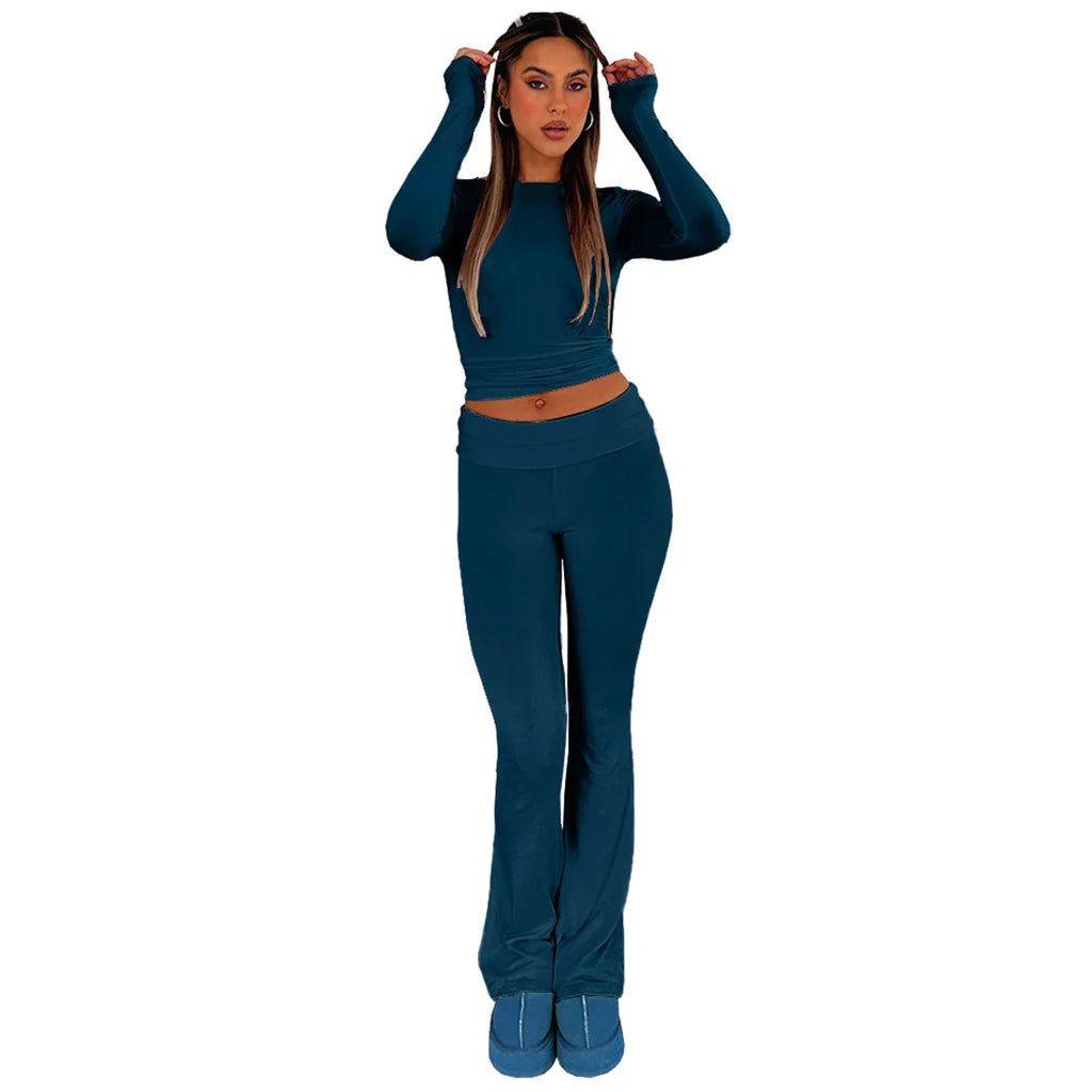 2023 Fashion Women's Pants Trousers Solid Flare Elegant Pant Cargo Leggings Trousers Y2k Sweat Streetwear Low Waisted Slim Fit