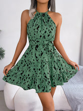 Load image into Gallery viewer, Leopard Print Ruffled Hanging Neck Fashion Dress Women Spring Summer Sexy Halter Mini Dress