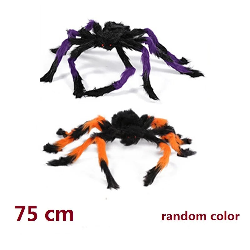 150/200cm Black Scary Giant Spider Huge Spider Web Halloween Decoration Props Haunted House Holiday Outdoor Giant Decoration