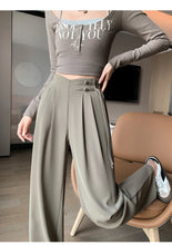 Load image into Gallery viewer, High Waist Buttons Suit Wide Leg Women&#39;s Full Pants 2024 New Spring Summer Female Elegant Minimalism Straight Loose Trousers