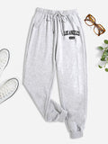 Los Angeles letter printed sports pants, casual daily pants, women's clothing