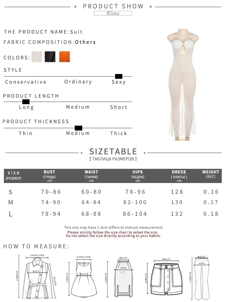 kliou Summer Women Mesh Wrapped Chest Dress Sexy See Through Cut Out Slim Coquette Vacation Beach Style Robe Girls Party Vestido