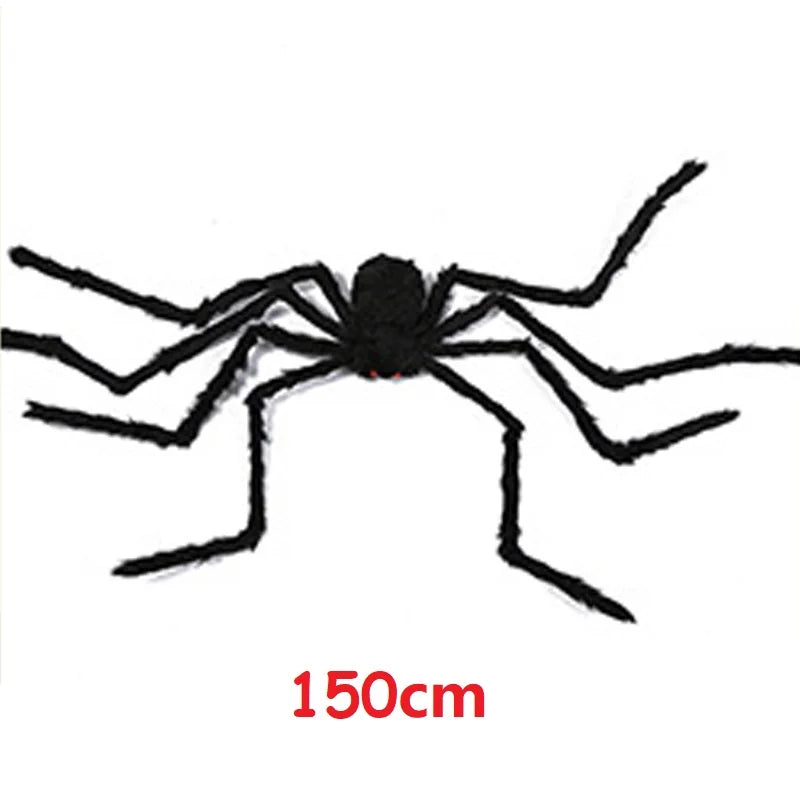 150/200cm Black Scary Giant Spider Huge Spider Web Halloween Decoration Props Haunted House Holiday Outdoor Giant Decoration