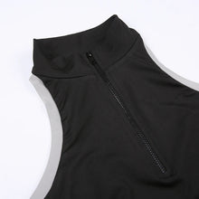 Load image into Gallery viewer, CIBBAR Sexy Backless Hollow Out Crop Top Zip Up Turtleneck Sleeveless Patchwork Tank Tops Women Korean Fashion Hip Hop Vest Chic