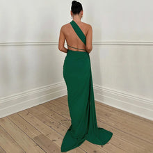 Load image into Gallery viewer, Cryptographic Fashion Sexy Cut Out Backless Maxi Dress Club Party Elegant Outfits Sleeveless Halter Asymmetrical Slit Dresses