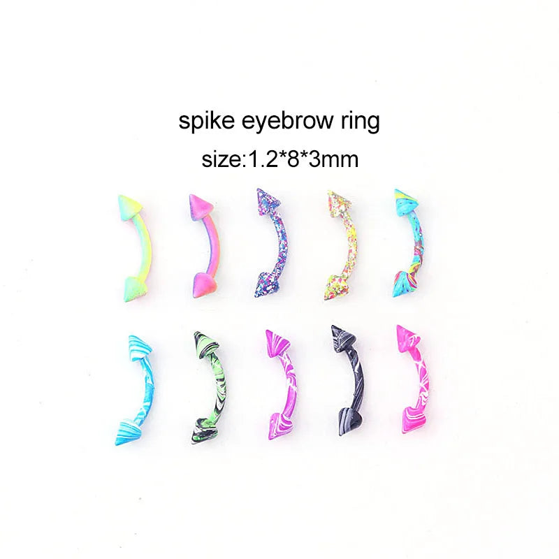 2/5/10Pcs Mix Eyebrow Piercing Set Curved Barbell Earring Rook Piercing Bulk Tongue Piercing Snake Bite Eyebrow Jewelry Pack