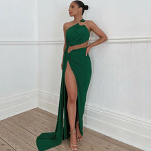 Load image into Gallery viewer, Cryptographic Fashion Sexy Cut Out Backless Maxi Dress Club Party Elegant Outfits Sleeveless Halter Asymmetrical Slit Dresses