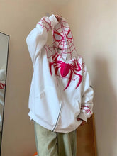 Load image into Gallery viewer, Embroideried Spider Full Zip Up Hoodies Women Men Long Sleeve Loose Jacket Hood Shirt Harajuku Hip Hop Streetwear Y2K Sweatshirt