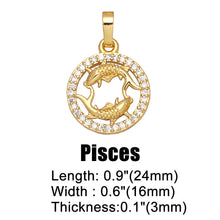 Load image into Gallery viewer, OCESRIO 12 Constellation Zodiac Charms for Jewelry Making Gold Plated Copper Zircon Supplies for Jewelry Findings pdta618