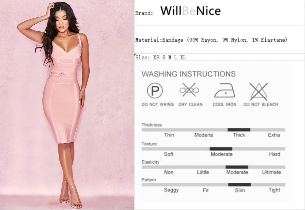 WillBeNice Sexy Bodycon Spaghetti Birthday Pink Bandage Dresses For Women 2022 Belt Sashes Wedding Dresses Evening Red Vestidos