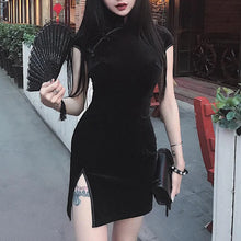 Load image into Gallery viewer, Goth Dark Women Dress Cheongsam Chinese Style Skinny Mini Dress Streetwear Sexy Vintage Haraiuku Summer Women Clothing Slim 2023