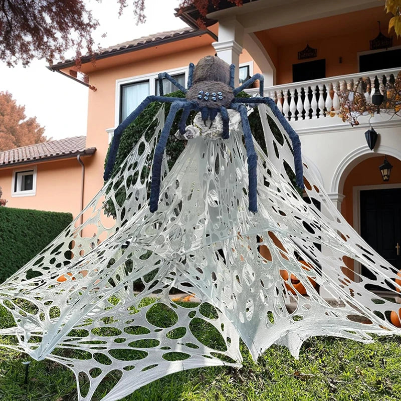 2/4Meters Outdoor Giant Stretchy Netting Spider Webbing Ripped Cobweb Haunted House Prop Halloween Decor Spooky Party Supplies