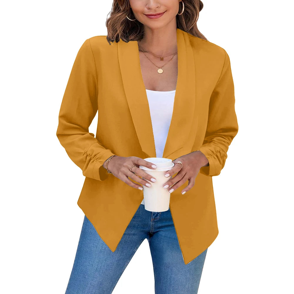 Summer Black Blazers Women 2024 Female Office Lady Nine Quarter Blazer Open Stitch Womens Slim Coats Femme Ladies Notched Tops