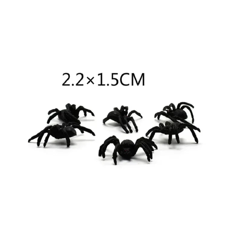 50/100/200pcs Halloween Decorations Mini Plastic Black Luminous Spider Prank Fun Birthday Toy DIY Party Decorative Props 2cm