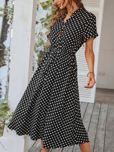 Load image into Gallery viewer, Ladies Polka Dot Print Shirt Dress Women Casual Midi Holiday Summer Dress Female Loose Women Beach Dress Sundress Robe Vestidos