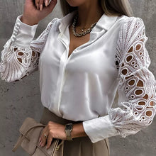 Load image into Gallery viewer, Fashion Women Blouses Autumn Chiffon Blouse Cotton Edge Lace Blouses Shirt Butterfly Flower Shirt Women Tops Blusas New 4073