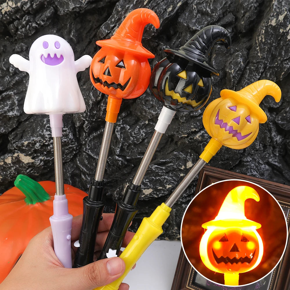 Funny Spring LED Magic Wand Toys Children's Luminous Pumpkin Lanterns Decorated Boys Girls Halloween Pumpkin Hand Stick Toys