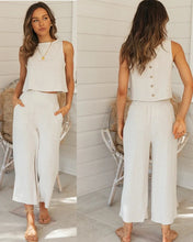 Load image into Gallery viewer, Summer Women&#39;s Solid Top Shirt 2 Piece Set Fashion O-neck Sleeveless Casual Elegant Sets 2023 New